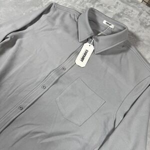 Coofandy Sweater Mens Large Gray Rayon Cardigan Button Up Pocket Casual NEW